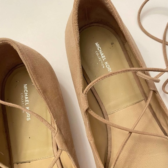 Michael Kors Collection Kallie Lace Up Pointed Toe Suede Ballet Flats Size 40.5 - Picture 3 of 11
